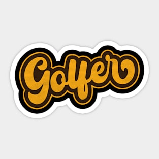 Retro Vintage 1970s Groovy Lettering Golfer Sticker